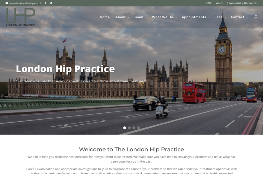 Medical Website Design for The London Hip Practice
