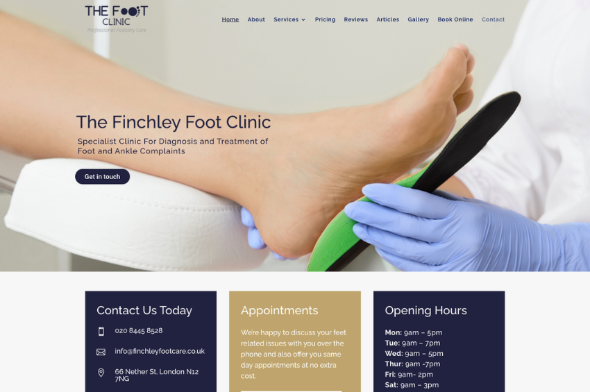Foot Clinic Website Design - Finchley Foot Clinic