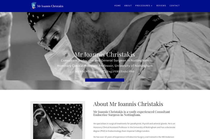 Medical Website Design For Consultant Endocrine Surgeon