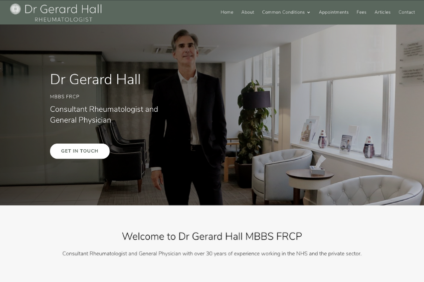 Dr Gerard Hall – Consultant Rheumatologist – new website