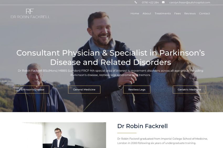 Website Design For Consultant Physician & Specialist in Parkinson’s Disease