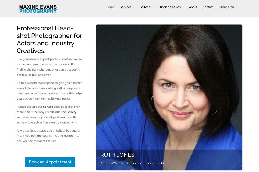 Web Design For Maxine Evans Photography