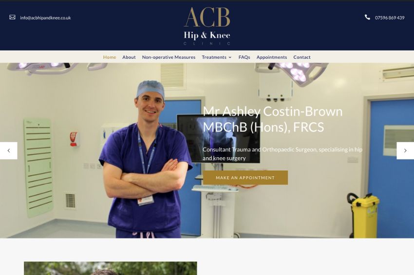 Consultant Orthopaedic Surgeon Website Design and Build