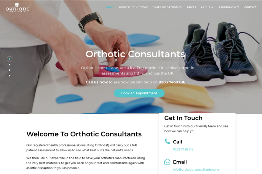 Medical Website Design For Orthotic Consultants